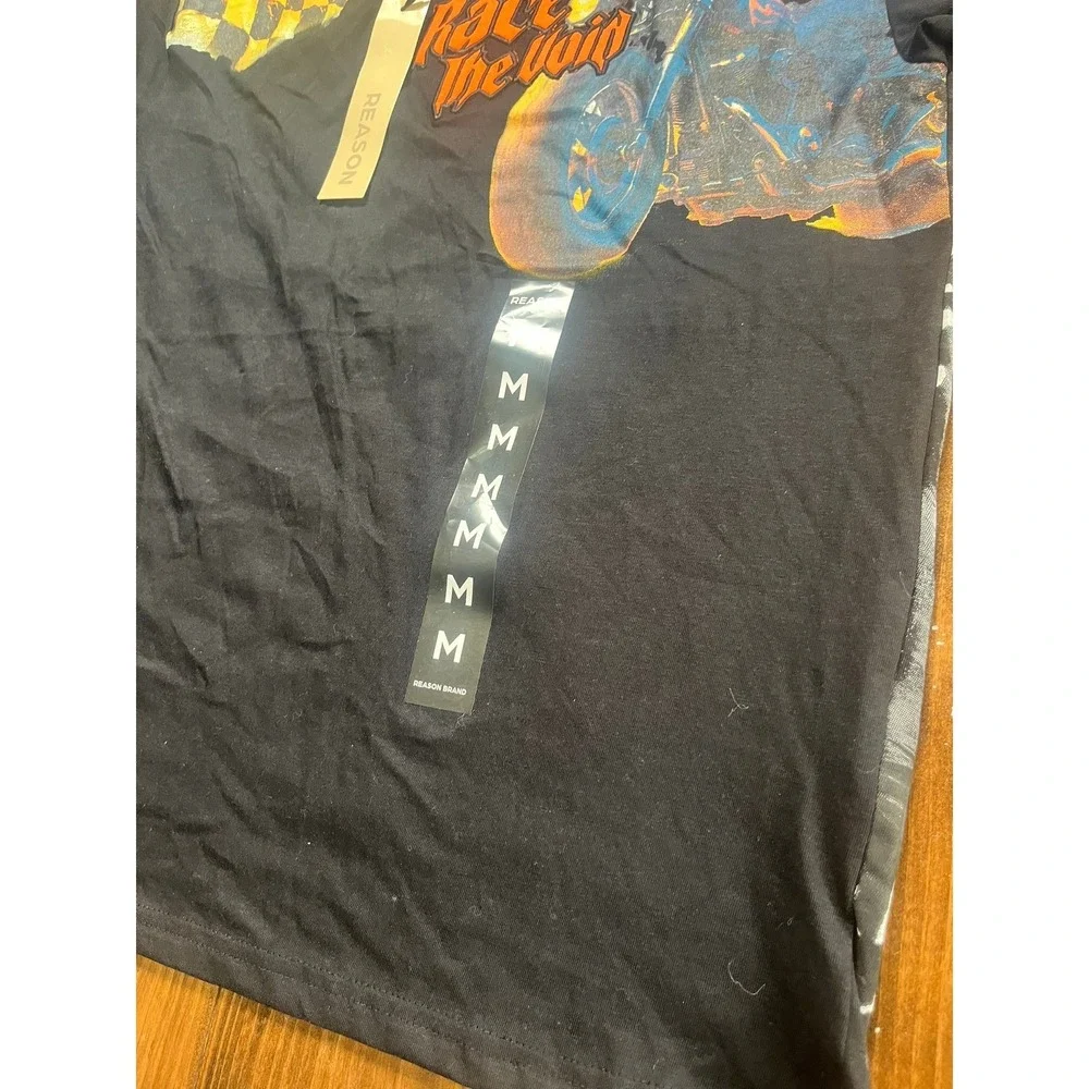 Reason Brand Race The Void Mens Black Graphic‎ T-Shirt Speed Of Sin Skeleton M